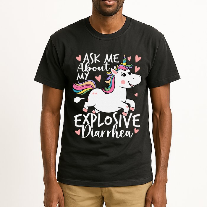 Ask Me About My Explosive Diarrhea Poop Meme Funny Unicorn Tall T-Shirt