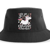Ask Me About My Explosive Diarrhea Poop Meme Funny Unicorn Sustainable Bucket Hat