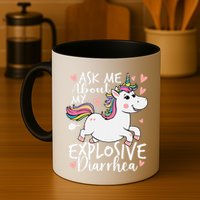 Ask Me About My Explosive Diarrhea Poop Meme Funny Unicorn Mug