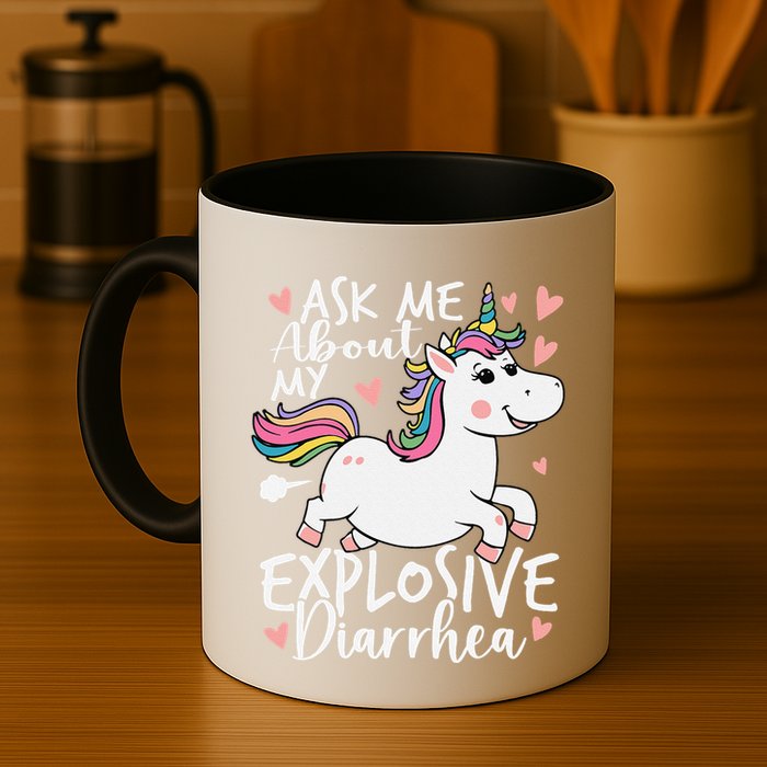 Ask Me About My Explosive Diarrhea Poop Meme Funny Unicorn Mug