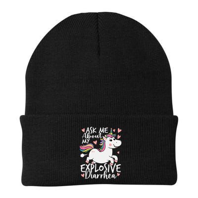 Ask Me About My Explosive Diarrhea Poop Meme Funny Unicorn Beanie