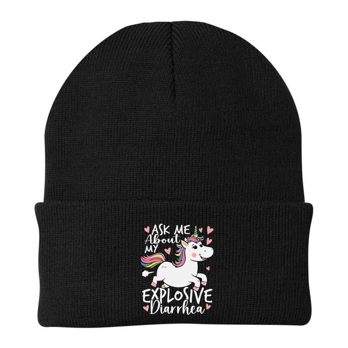 Ask Me About My Explosive Diarrhea Poop Meme Funny Unicorn Beanie