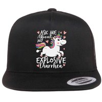 Ask Me About My Explosive Diarrhea Poop Meme Funny Unicorn Flatbill Hat