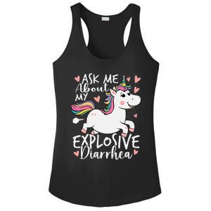 Ask Me About My Explosive Diarrhea Poop Meme Funny Unicorn Ladies PosiCharge Competitor Racerback Tank