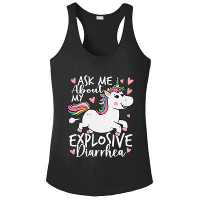 Ask Me About My Explosive Diarrhea Poop Meme Funny Unicorn Ladies PosiCharge Competitor Racerback Tank