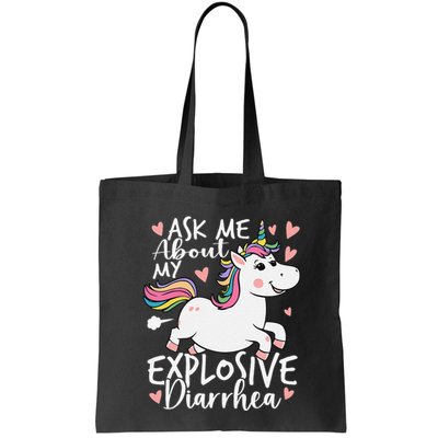 Ask Me About My Explosive Diarrhea Poop Meme Funny Unicorn Bag