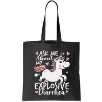 Ask Me About My Explosive Diarrhea Poop Meme Funny Unicorn Bag