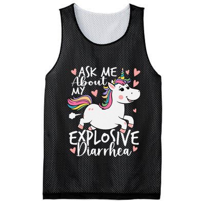 Ask Me About My Explosive Diarrhea Poop Meme Funny Unicorn Mesh Reversible Basketball Jersey Tank