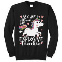 Ask Me About My Explosive Diarrhea Poop Meme Funny Unicorn Tall Sweatshirt