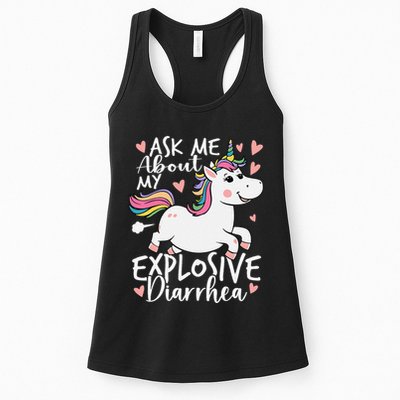 Ask Me About My Explosive Diarrhea Poop Meme Funny Unicorn Womens Tank Top