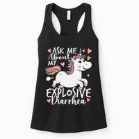 Ask Me About My Explosive Diarrhea Poop Meme Funny Unicorn Womens Tank Top