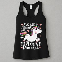 Ask Me About My Explosive Diarrhea Poop Meme Funny Unicorn Womens Tank Top