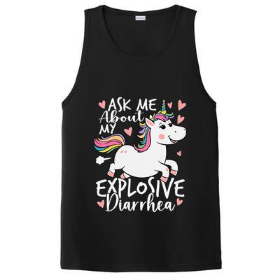 Ask Me About My Explosive Diarrhea Poop Meme Funny Unicorn PosiCharge Competitor Tank