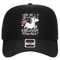 Ask Me About My Explosive Diarrhea Poop Meme Funny Unicorn Trucker Hat