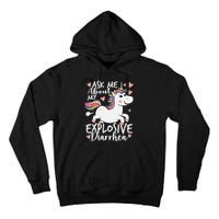 Ask Me About My Explosive Diarrhea Poop Meme Funny Unicorn Tall Hoodie