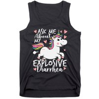 Ask Me About My Explosive Diarrhea Poop Meme Funny Unicorn Tank Top