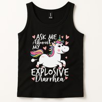 Ask Me About My Explosive Diarrhea Poop Meme Funny Unicorn Tank Top