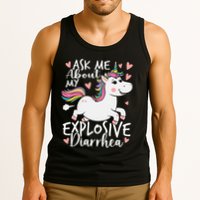 Ask Me About My Explosive Diarrhea Poop Meme Funny Unicorn Tank Top
