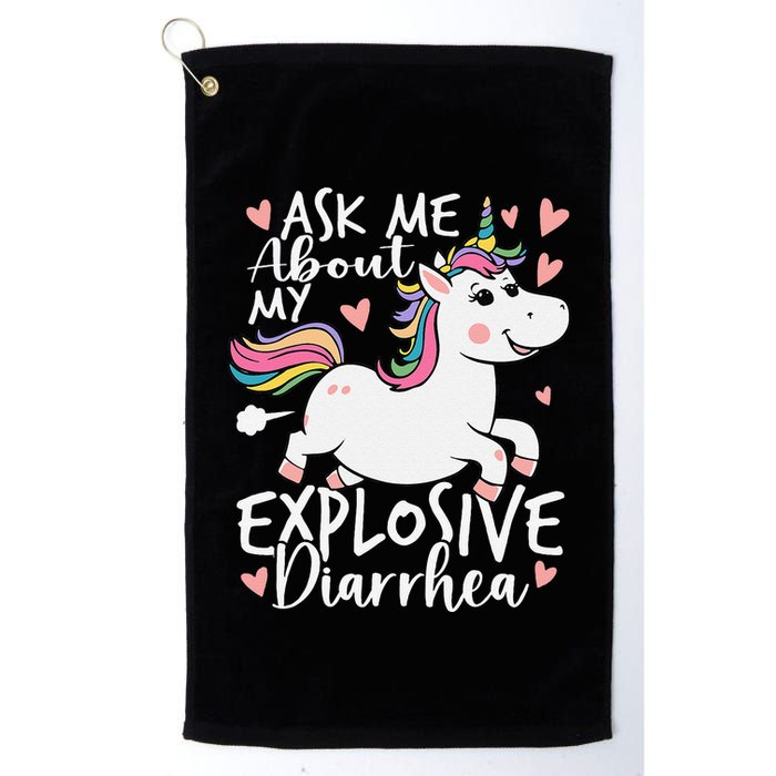 Ask Me About My Explosive Diarrhea Poop Meme Funny Unicorn Golf Towel