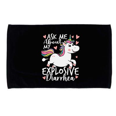 Ask Me About My Explosive Diarrhea Poop Meme Funny Unicorn Microfiber Hand Towel