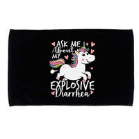 Ask Me About My Explosive Diarrhea Poop Meme Funny Unicorn Microfiber Hand Towel
