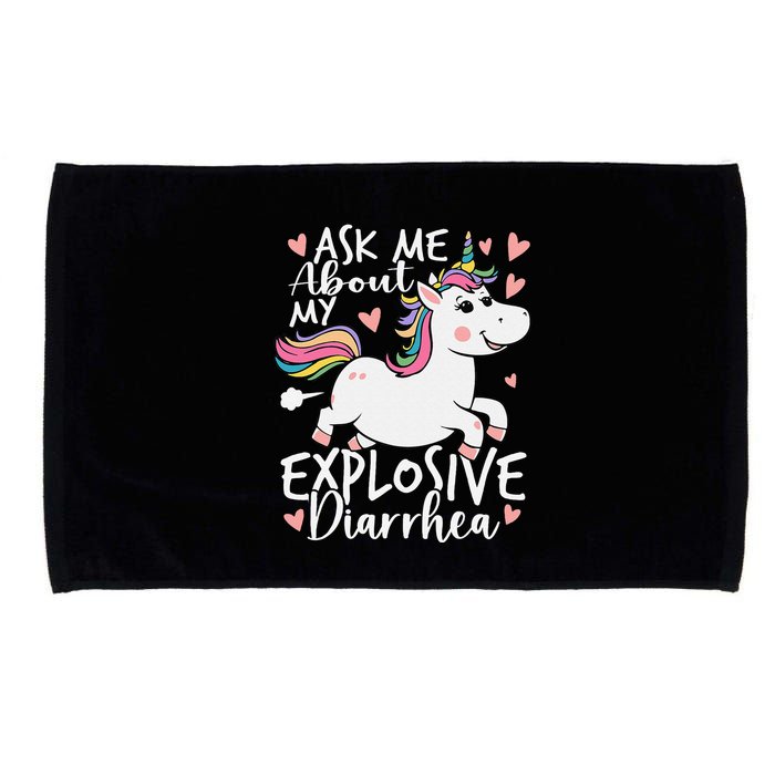 Ask Me About My Explosive Diarrhea Poop Meme Funny Unicorn Microfiber Hand Towel