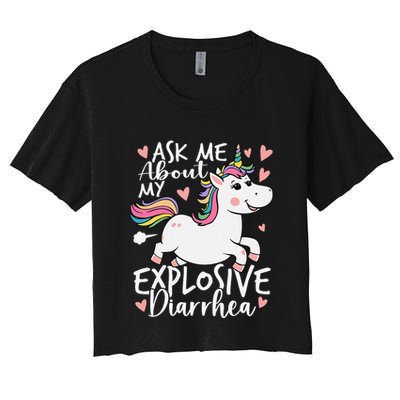 Ask Me About My Explosive Diarrhea Poop Meme Funny Unicorn Crop Top