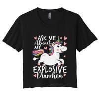 Ask Me About My Explosive Diarrhea Poop Meme Funny Unicorn Crop Top