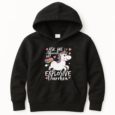 Ask Me About My Explosive Diarrhea Poop Meme Funny Unicorn Kids Hoodie