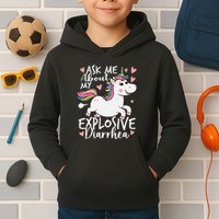 Ask Me About My Explosive Diarrhea Poop Meme Funny Unicorn Kids Hoodie