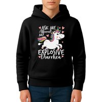 Ask Me About My Explosive Diarrhea Poop Meme Funny Unicorn Kids Hoodie