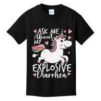 Ask Me About My Explosive Diarrhea Poop Meme Funny Unicorn Kids T-Shirt