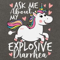 Ask Me About My Explosive Diarrhea Poop Meme Funny Unicorn Cotton Canvas Backpack