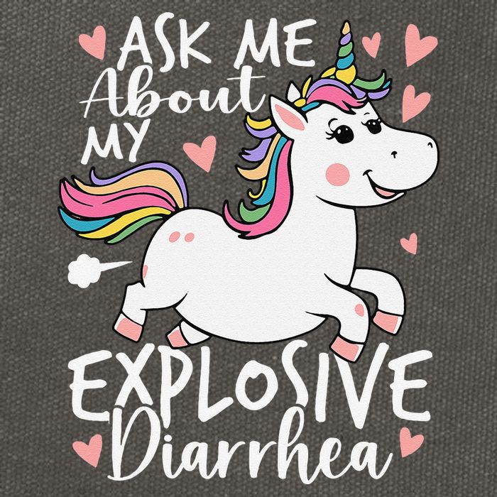 Ask Me About My Explosive Diarrhea Poop Meme Funny Unicorn Cotton Canvas Backpack