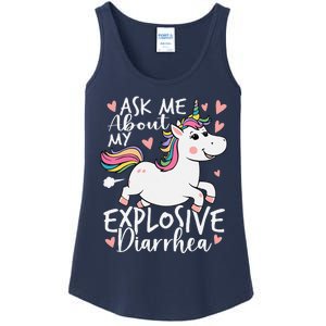 Ask Me About My Explosive Diarrhea Poop Meme Funny Unicorn Ladies Essential Tank