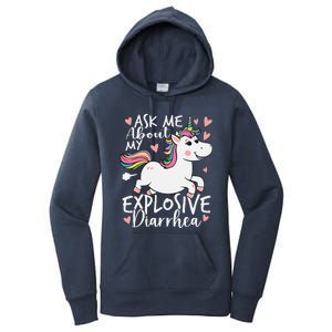 Ask Me About My Explosive Diarrhea Poop Meme Funny Unicorn Women's Pullover Hoodie