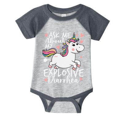Ask Me About My Explosive Diarrhea Poop Meme Funny Unicorn Infant Baby Jersey Bodysuit