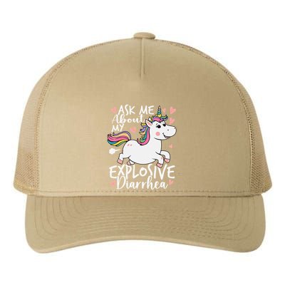 Ask Me About My Explosive Diarrhea Poop Meme Funny Unicorn Yupoong Adult 5-Panel Trucker Hat