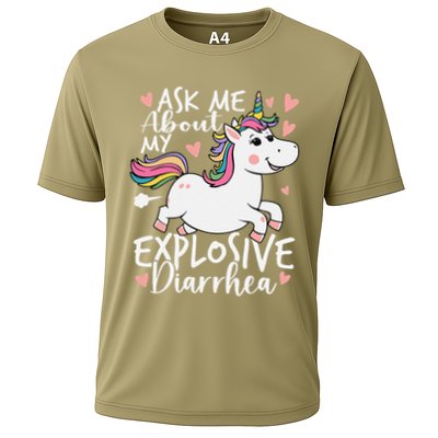 Ask Me About My Explosive Diarrhea Poop Meme Funny Unicorn Performance Shirt