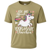 Ask Me About My Explosive Diarrhea Poop Meme Funny Unicorn Performance Shirt