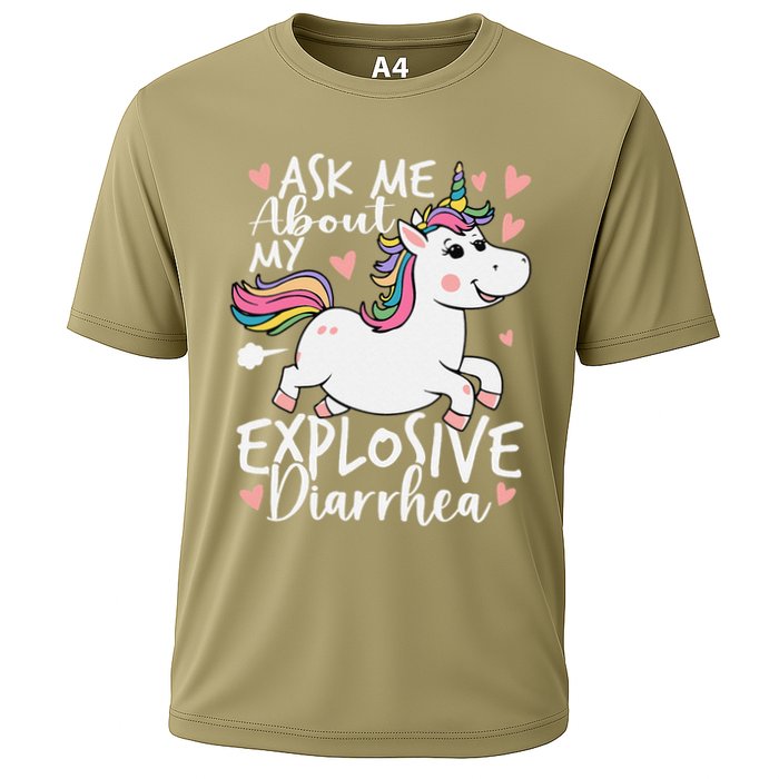 Ask Me About My Explosive Diarrhea Poop Meme Funny Unicorn Performance Shirt