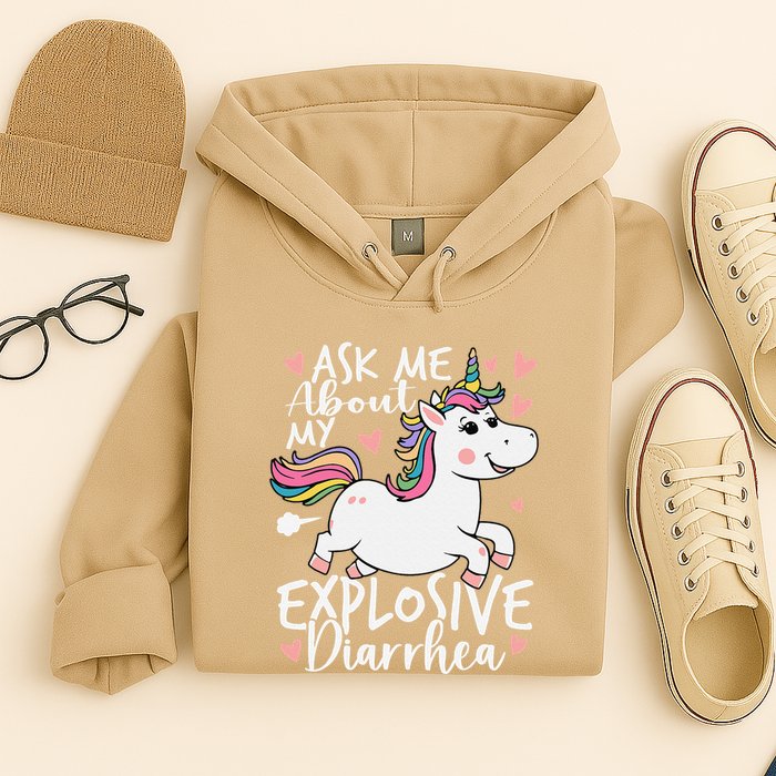 Ask Me About My Explosive Diarrhea Poop Meme Funny Unicorn Hoodie