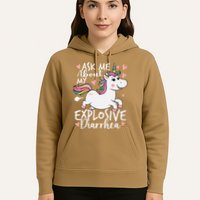 Ask Me About My Explosive Diarrhea Poop Meme Funny Unicorn Hoodie