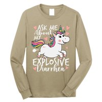 Ask Me About My Explosive Diarrhea Poop Meme Funny Unicorn Long Sleeve Shirt