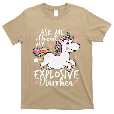 Ask Me About My Explosive Diarrhea Poop Meme Funny Unicorn T-Shirt