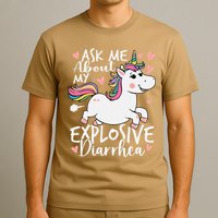 Ask Me About My Explosive Diarrhea Poop Meme Funny Unicorn T-Shirt