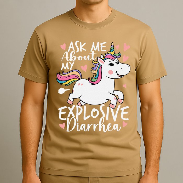 Ask Me About My Explosive Diarrhea Poop Meme Funny Unicorn T-Shirt