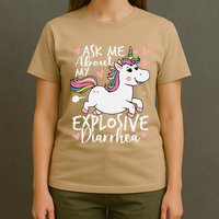 Ask Me About My Explosive Diarrhea Poop Meme Funny Unicorn T-Shirt