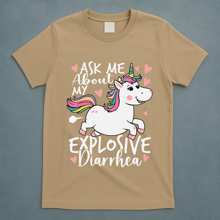 Ask Me About My Explosive Diarrhea Poop Meme Funny Unicorn T-Shirt