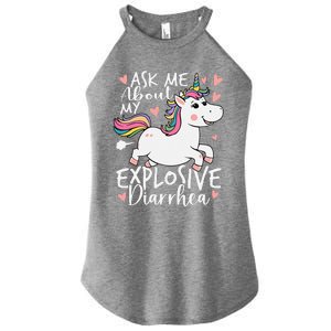 Ask Me About My Explosive Diarrhea Poop Meme Funny Unicorn Women's Perfect Tri Rocker Tank